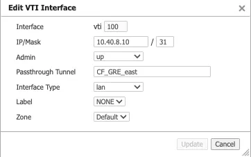 Edit Virtual Tunnel Interface screen